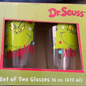Dr Seuss Drinking glasses GRINCH NEW